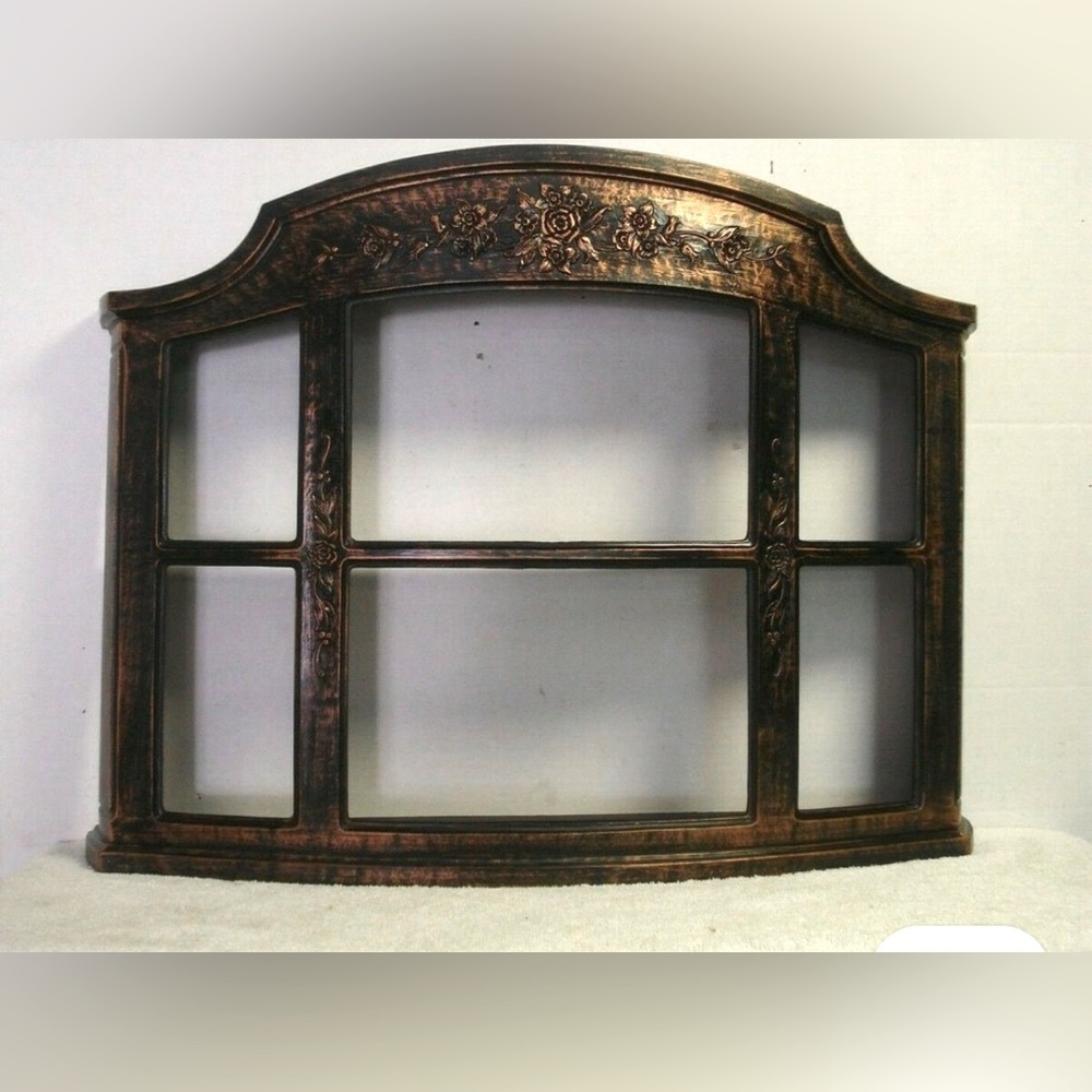 VTG HOMCO HOME INTERIOR COPPERCRAFT knick knack WALL SHELF CURIO 2 tier black